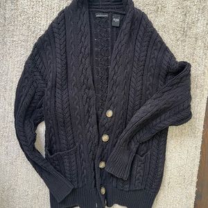 Black Chunky Oversized Knit Cardigan